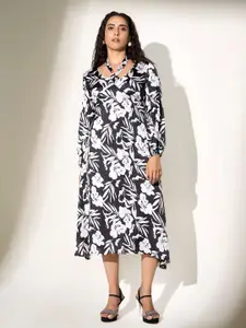The Roadster Lifestyle Co. Women Floral Printed Smocked A-Line Dress