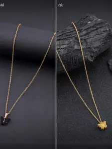 DressBerry Combo of 2 Gold-Plated Pendant Necklaces for Women Butterfly & Ethnic Traditional Pendant