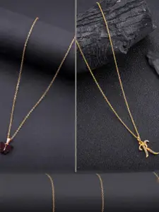 DressBerry Combo of 2 Gold-Plated Pendant Necklaces for Women Butterfly & Ethnic Traditional Pendant