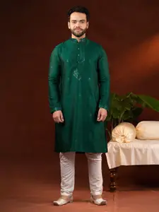 TheEthnic.Co Ethnic Motifs Embroidered Sequinned Art Silk Kurta