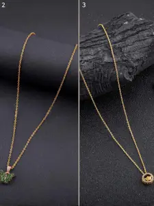 DressBerry Combo of 2 Gold-Plated Pendant Necklaces for Women Butterfly & Ethnic Traditional Pendant