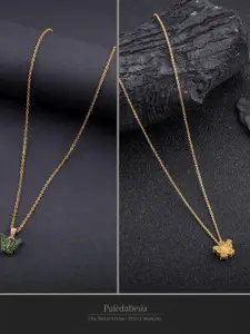 DressBerry Combo of 2 Gold-Plated Pendant Necklaces for Women Butterfly & Ethnic Traditional Pendant