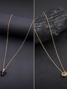 DressBerry Combo of 2 Gold-Plated Pendant Necklaces for Women Butterfly & Ethnic Traditional Pendant