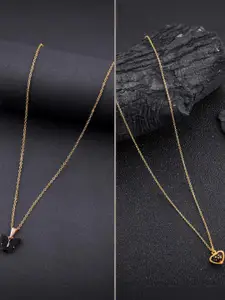 DressBerry Combo of 2 Gold-Plated Pendant Necklaces for Women Butterfly & Ethnic Traditional Pendant