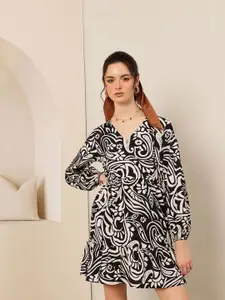 STREET 9 Paisley Print Monochrome Fit & Flare Mini Dress