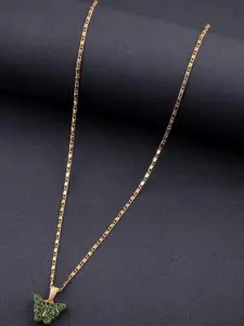 DressBerry Gold-Plated Artificial Stones Studded Minimal Design Chain & Butterfly Pendant