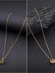 dressberry Combo of 2 Gold-Plated Pendant Necklaces for Women Butterfly & Ethnic  Pendant