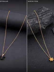 DressBerry Combo of 2 Gold-Plated Pendant Necklaces for Women Butterfly & Ethnic Traditional Pendant