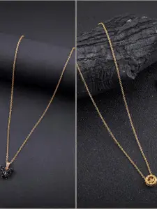 DressBerry Combo of 2 Gold-Plated Pendant Necklaces for Women Butterfly & Ethnic Traditional Pendant