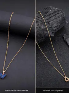 DressBerry Combo of 2 Gold-Plated Pendant Necklaces for Women Butterfly & Ethnic Traditional Pendant