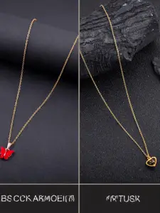DressBerry Combo of 2 Gold-Plated Pendant Necklaces for Women Butterfly & Ethnic Traditional Pendant