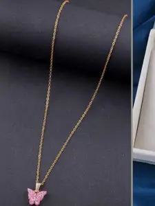 DressBerry Combo of 2 Gold-Plated Pendant Necklaces for Women Butterfly & Ethnic Traditional Pendant