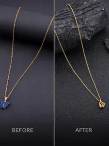 DressBerry Combo of 2 Gold-Plated Pendant Necklaces for Women Butterfly & Ethnic Traditional Pendant