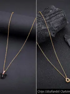 DressBerry Combo of 2 Gold-Plated Pendant Necklaces for Women Butterfly & Ethnic Traditional Pendant