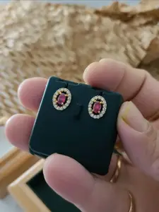 niva fashion Stone Studded Oval Earrings