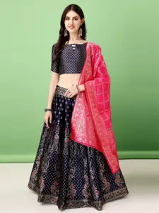 JULEE Ready to Wear Jacquard Lehenga & Unstitched Blouse With Dupatta