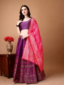 A TO Z CART Woven Design Zari Ready to Wear Lehenga & Unstitched Blouse With Dupatta