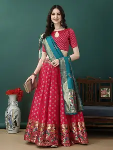 A TO Z CART Woven Design Zari Ready to Wear Lehenga & Unstitched Blouse With Dupatta