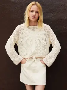 Mango Kids Girls Cotton Mini Denim Skirt With Belt