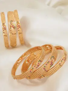 SGA FASHION Set Of 6 Gold-Plated AD-Studded Bangles
