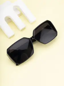 DressBerry Women Black Lens & Black Square Sunglasses with UV Protected Lens