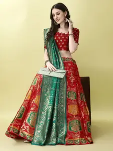 JULEE Ready to Wear Jacquard Lehenga & Unstitched Blouse With Dupatta