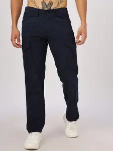 NEVER NEUD Men Relaxed Fit Dyed Bulky Cargos Trousers