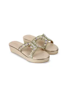 WALKWAY by Metro Women Embellished Open Toe Flatform Heel Sandals