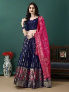 JULEE Ready to Wear Jacquard Lehenga & Unstitched Blouse With Dupatta