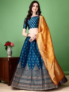 LADY SHOPI Floral Woven Design Ready to Wear Lehenga & Unstitched Blouse With Dupatta