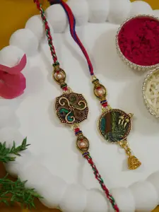 I Jewels Designer Set O f 2 Classic Hanging Bhaiya Bhabhi Lumba Rakhi Bracelet