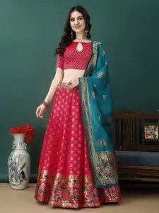 JULEE Ready to Wear Jacquard Lehenga & Unstitched Blouse With Dupatta