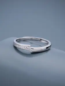 Kushal's Fashion Jewellery 92.5 Silver Rhodium-Plated Stone-Studded Adjustable Finger Ring