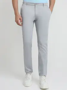 Raymond Men Mid-Rise Slim Fit Flat Front Casual Chinos Trousers