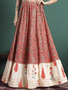 KALINI Printed Flared Above Knee Skirt
