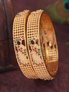 SGA FASHION Set Of 2 Gold-Plated Stone Studded Bangles