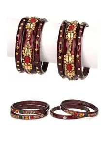 Somil Fashionable Glass Bangles/Kada Set  Combo of 2