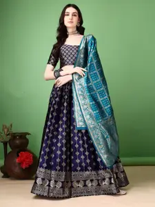 LADY SHOPI Floral Woven Design Ready to Wear Lehenga & Unstitched Blouse With Dupatta
