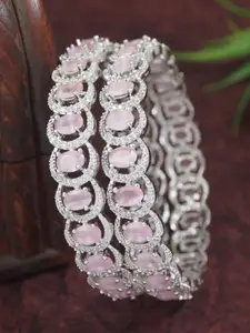 SGA FASHION Set Of 2 Silver-Plated & American Diamond-Studded Bangles