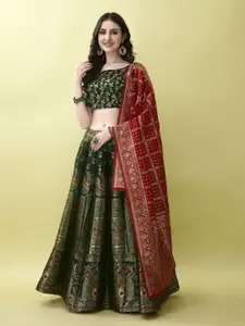 LADY SHOPI Floral Woven Design Ready to Wear Lehenga & Unstitched Blouse With Dupatta