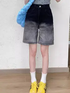 StyleCast Women Washed Loose Fit High-Rise Denim Shorts Technology