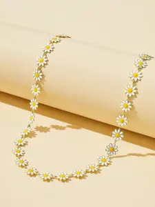 VS Unique Collection Floral Sunflower Charm Daisy Flower Choker Necklace Pendant