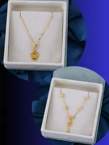 DressBerry BrassCombo of 2 Elegant Gold-Plated Pendant Necklaces