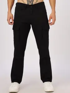 NEVER NEUD Men Relaxed Fit Dyed Bulky Cargos Trousers