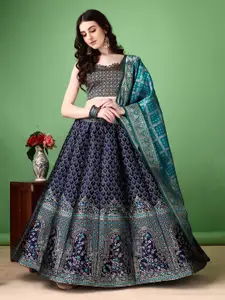 JULEE Ready to Wear Jacquard Lehenga & Unstitched Blouse With Dupatta
