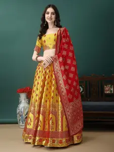 LADY SHOPI Floral Woven Design Ready to Wear Lehenga & Unstitched Blouse With Dupatta