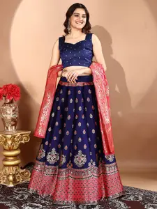A TO Z CART Woven Design Zari Ready to Wear Lehenga & Unstitched Blouse With Dupatta