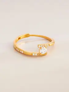 Kushal's Fashion Jewellery Gold-Plated 92.5 Pure Silver Finger Ring