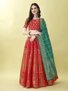 JULEE Ready to Wear Jacquard Lehenga & Unstitched Blouse With Dupatta