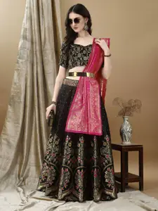 JULEE Ready to Wear Jacquard Lehenga & Unstitched Blouse With Dupatta